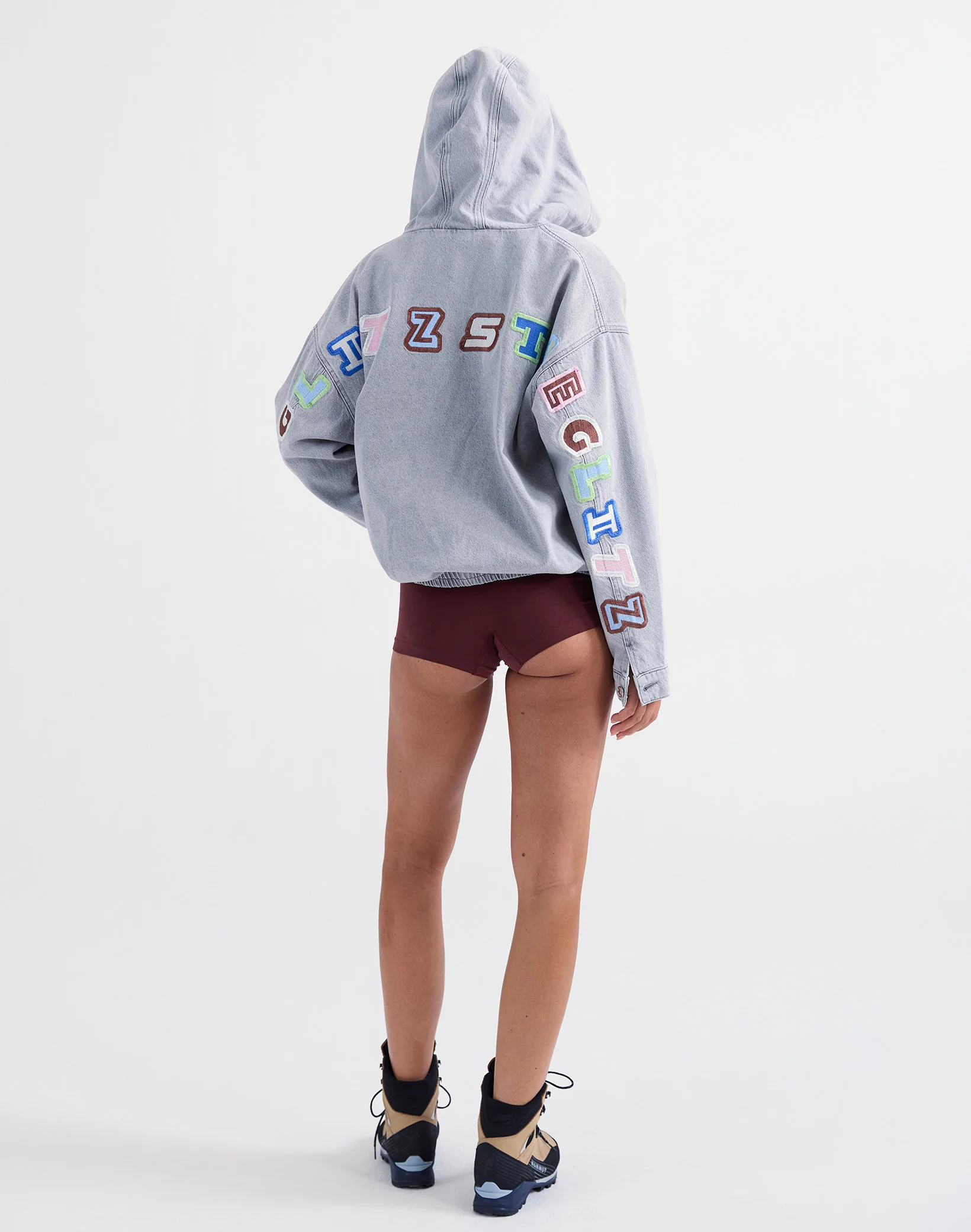 Ado Zipped Denim Hoodie | Grey