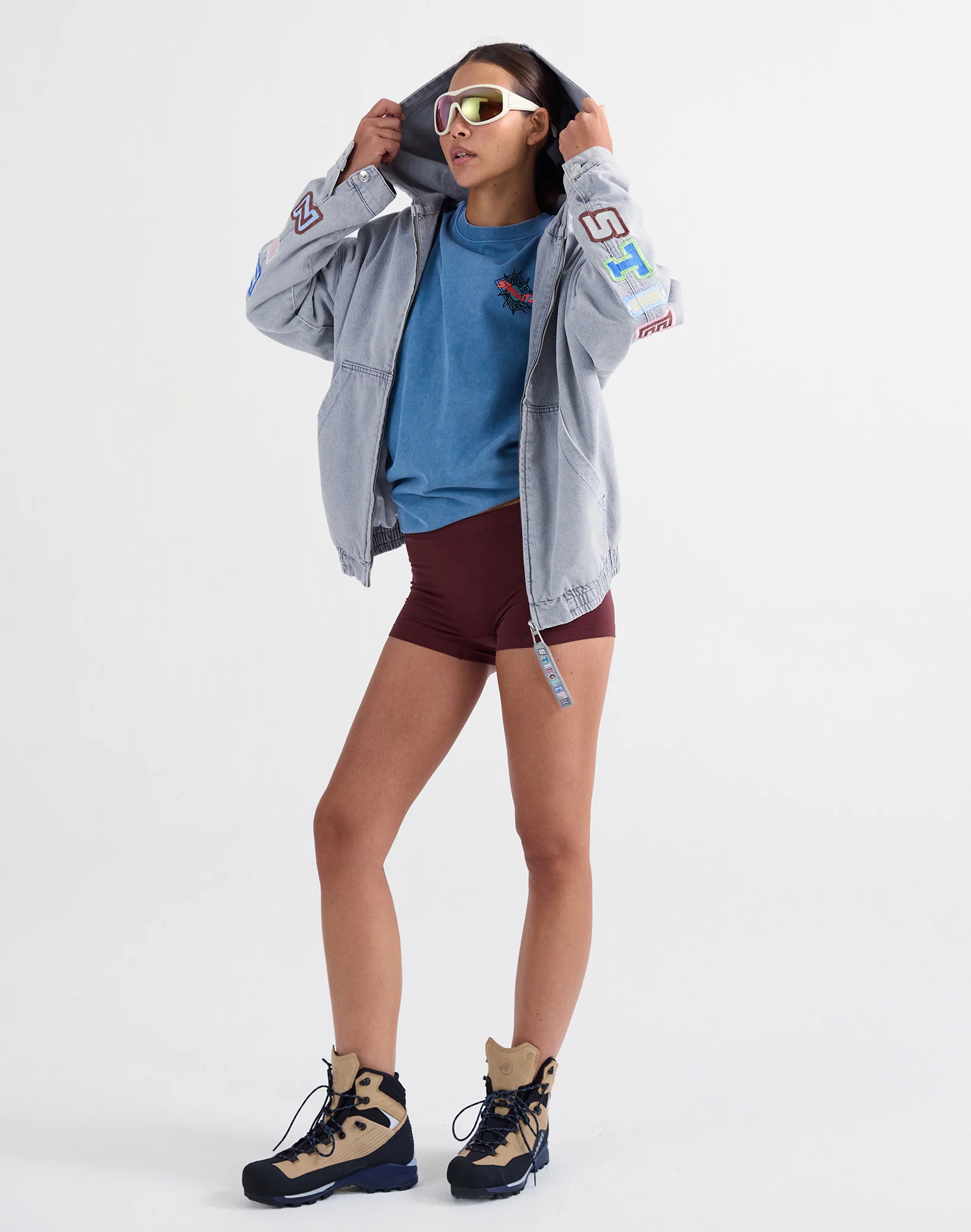 Ado Zipped Denim Hoodie | Grey - Image 2