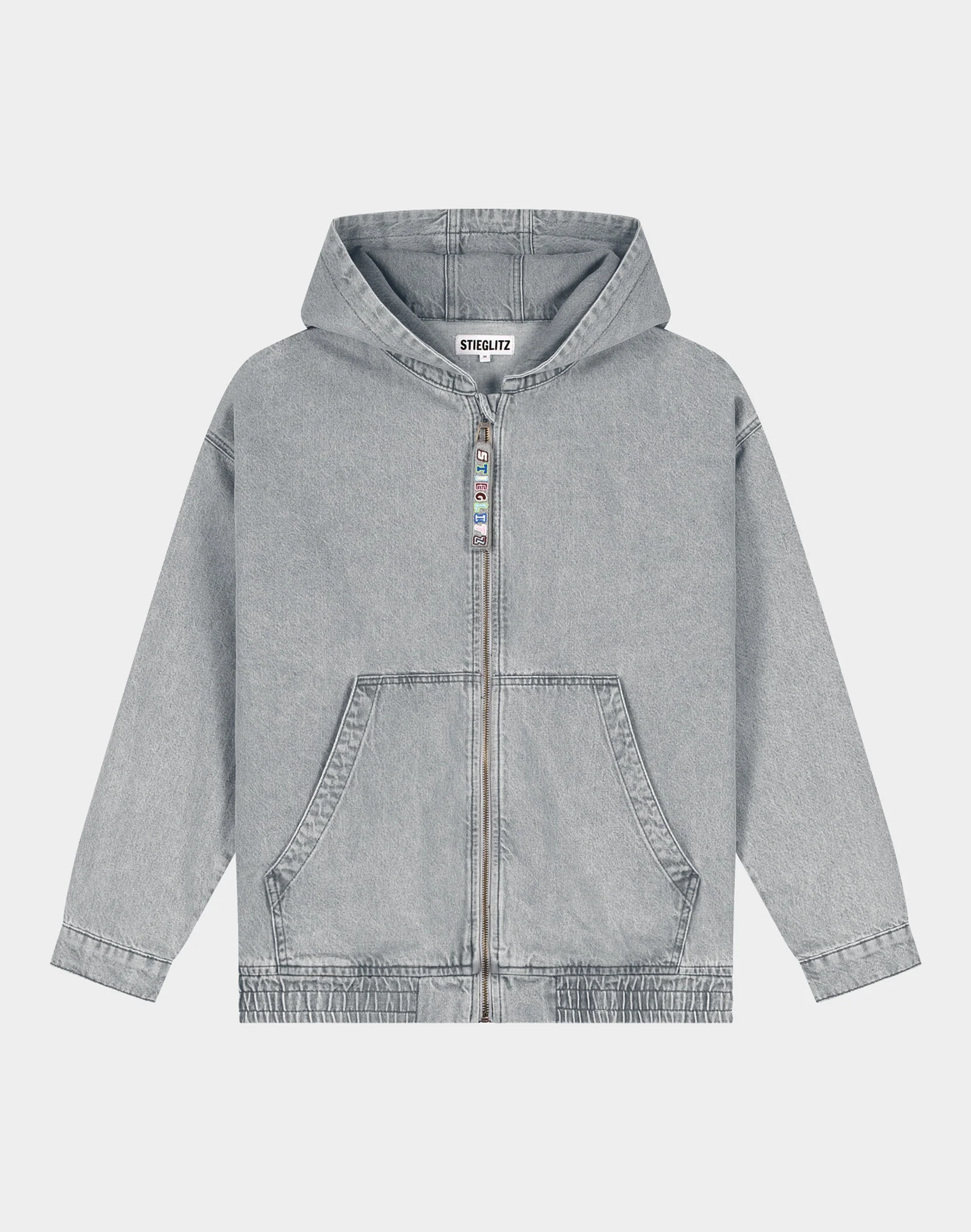 Ado Zipped Denim Hoodie | Grey - Image 3