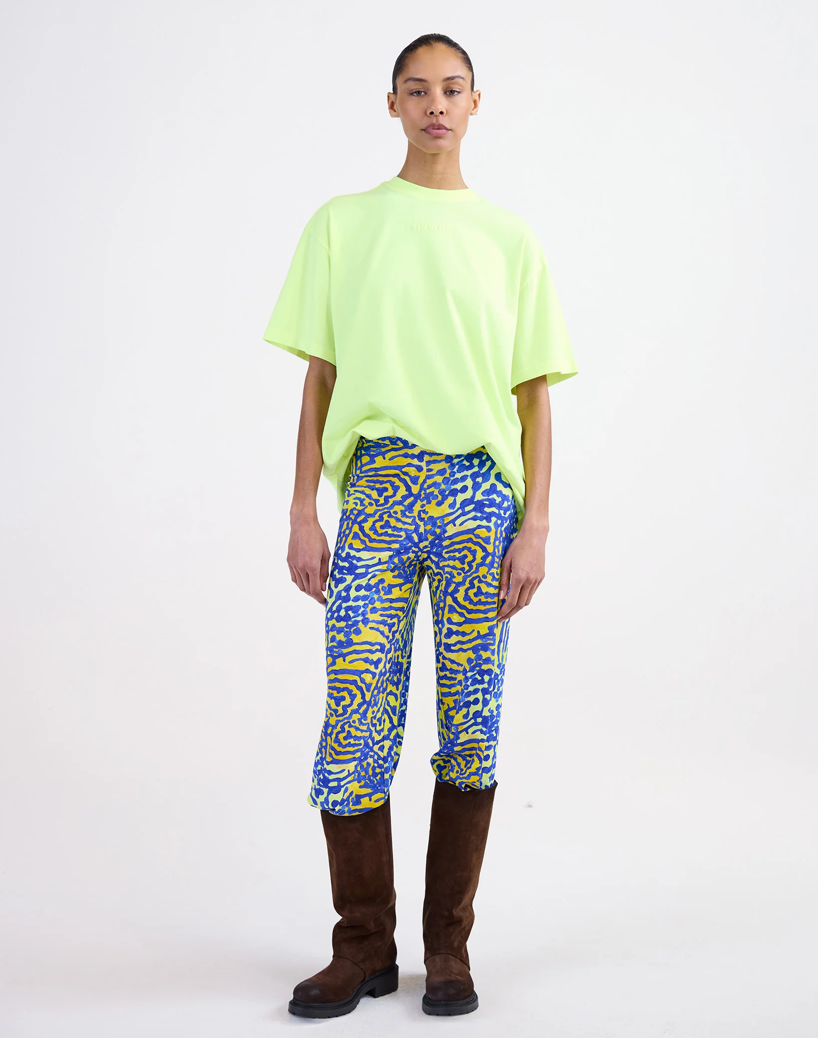 Basic Worn-out Oversized T-shirt | Yellow - Image 2