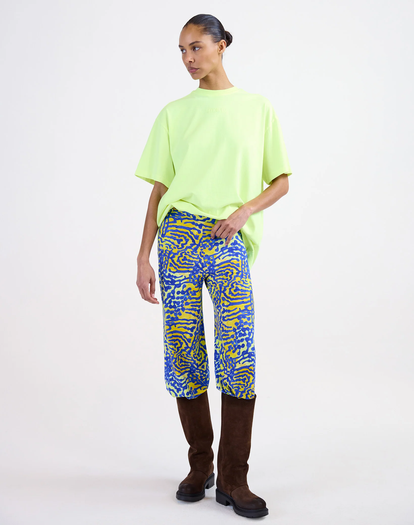 Basic Worn-out Oversized T-shirt | Yellow - Image 4