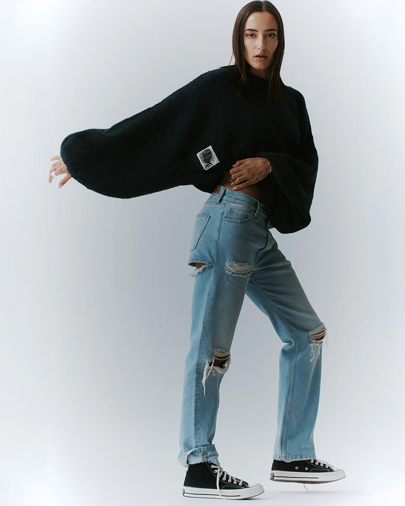 Camille Cropped Knitted Sweater | Black - Image 2