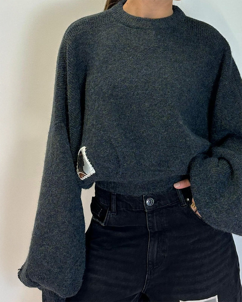 Camille Cropped Knitted Sweater | Black - Image 4
