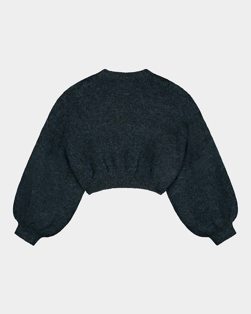 Camille Cropped Knitted Sweater | Black - Image 5