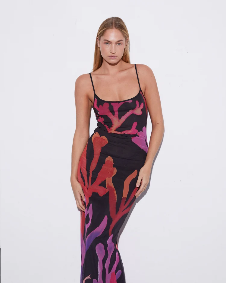 Corale Mesh Dress | Black - Image 3